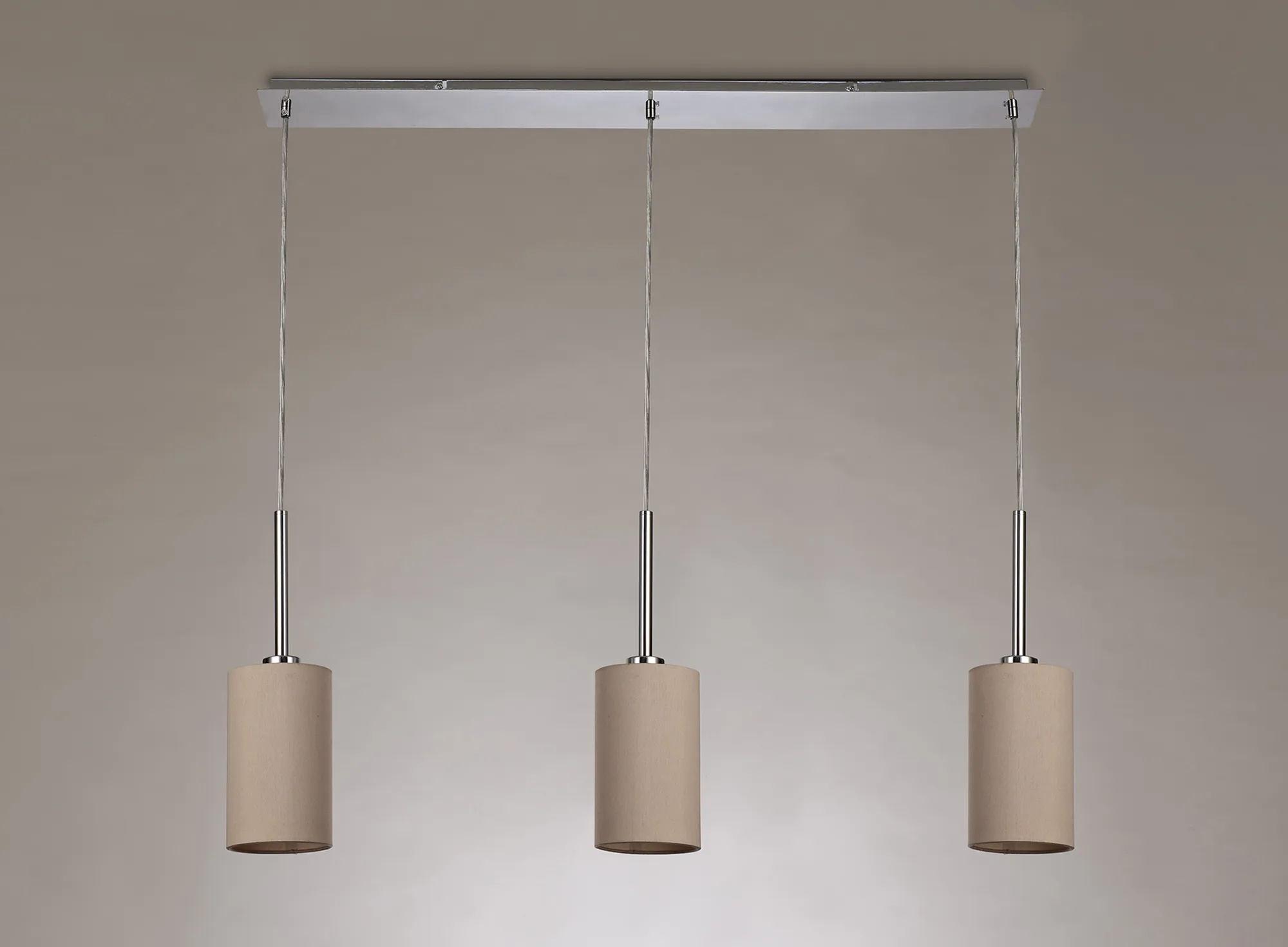 Baymont 12cm Shade 3 Light Pendant Polished Chrome; Nude Beige/Moonlight DK0765  Deco Baymont CH NU